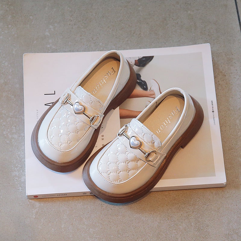 Girls Small Leather Shoes 2024 New Love Pearl Metal Buckle Princess Shoes Children'S Shallow Korean Style Shoes - Image 4